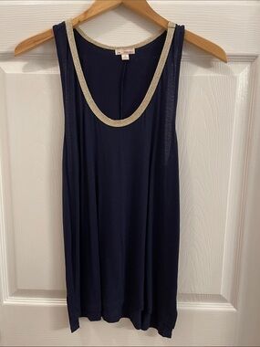 GAP Navy Tank Top with Metallic Gold Trim Small